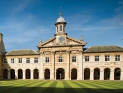 The exterior of Emmanuel College near Backstage at the Verb