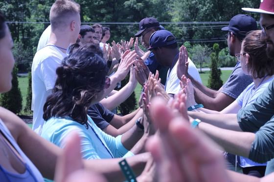 People doing teambuilding activities near Honor’s Haven Retreat