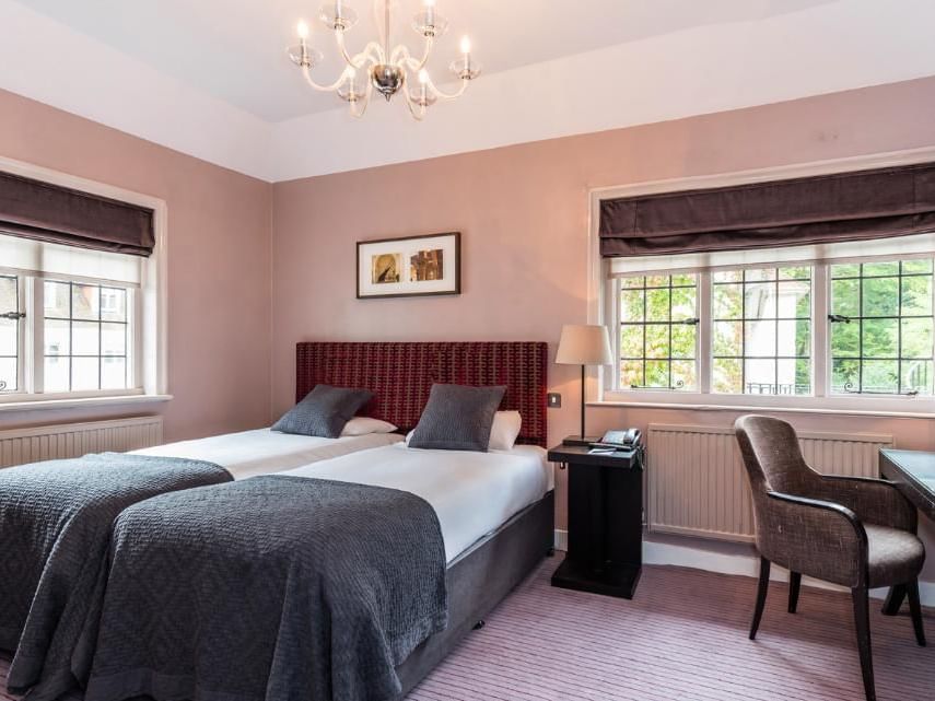 twin room in mansion house at gorse hill hotel in surrey