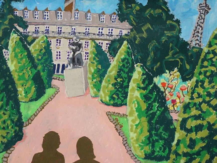 Painted wall portrait of The Secret Garden by Bernard Ollis in Mitchell Fine Art near Sofitel Brisbane Central