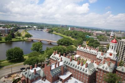 buildings next to a lake in Cambridge Massachusetts