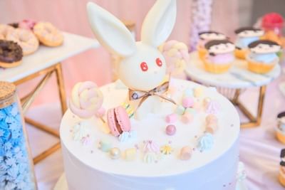 Decorated birthday cake takes center stage at the lively children's party held at Park Hotel Hong Kong