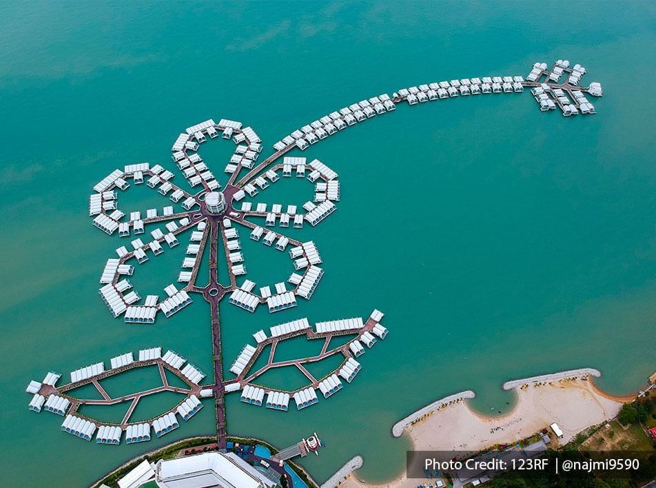 Skyview of famous hibiscus shape of Lexis Hibiscus