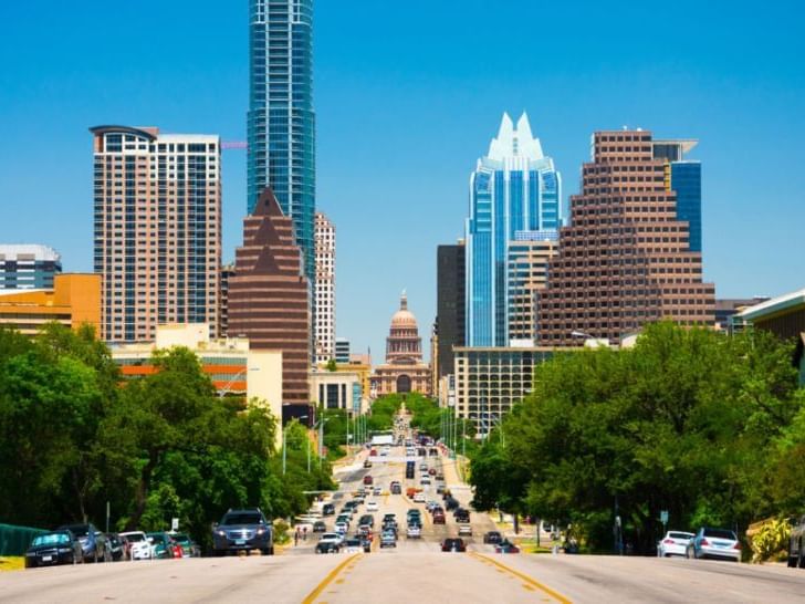 Landscape view of South Congress Avenue near Austin Condo Hotel