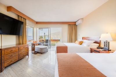 Balcony in a suite with two double beds