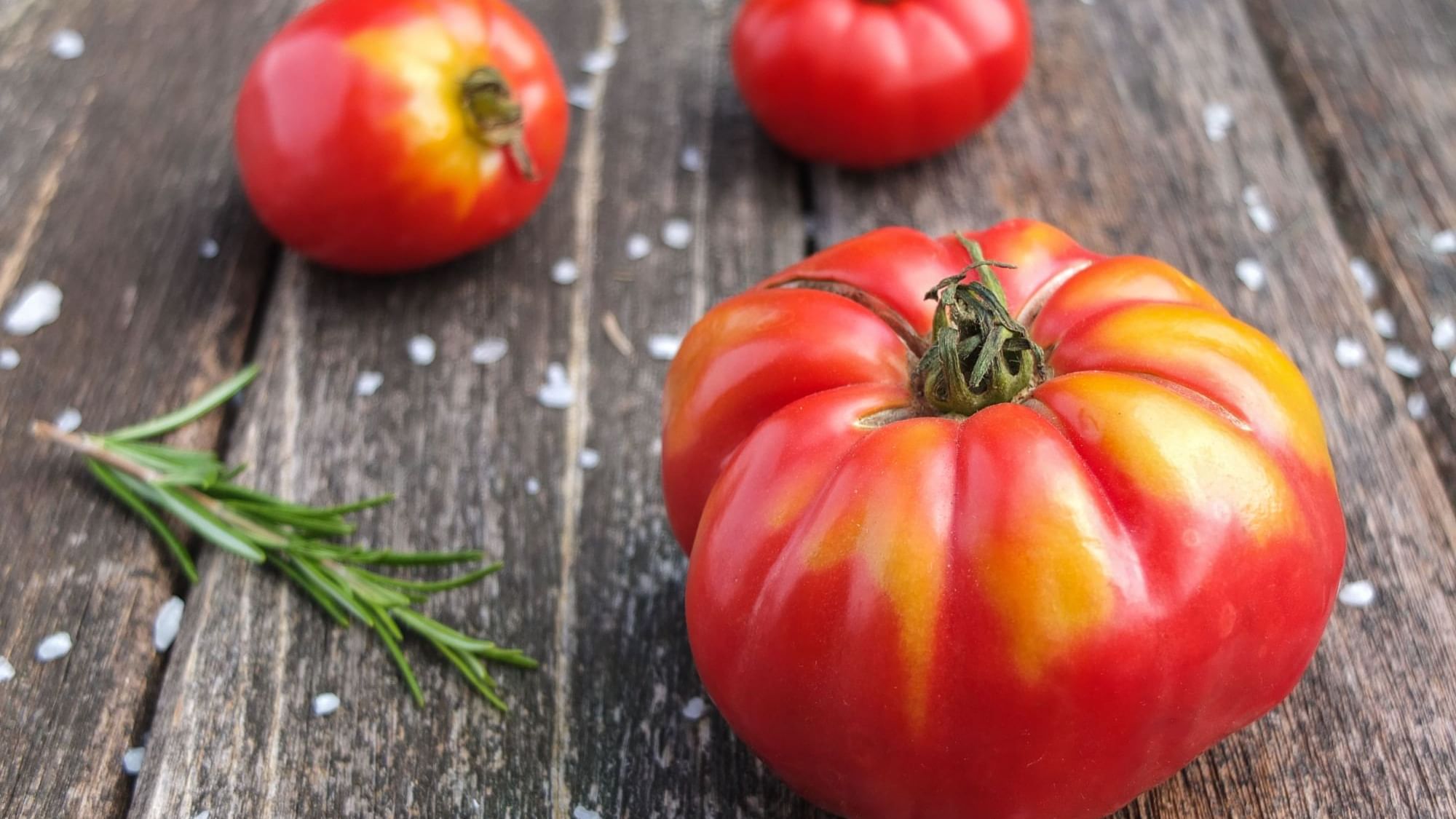Closeup of Three tomatoes on a table at The Originals Hotels