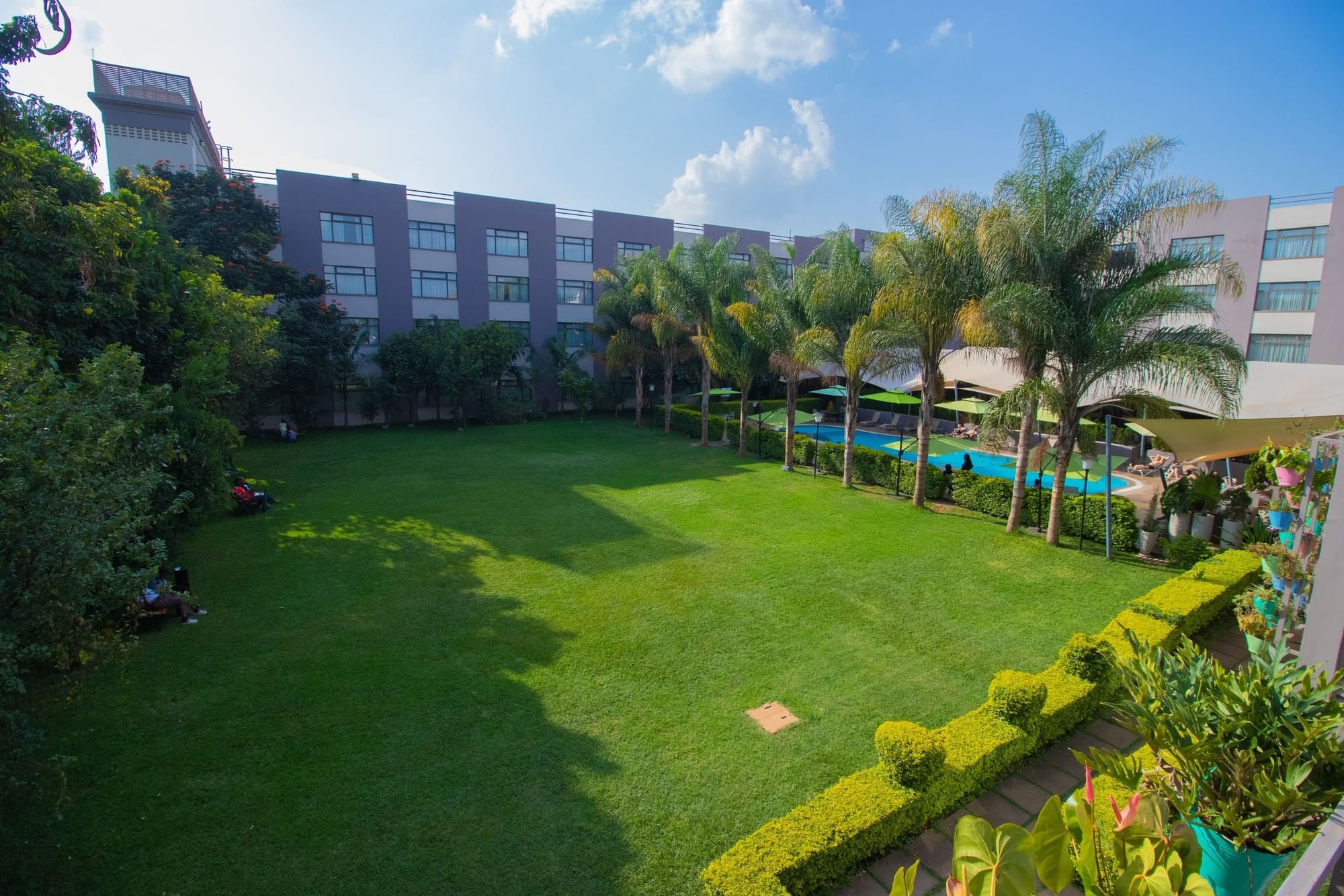 Stylish Tamarind Tree Hotel in Nairobi with modern architecture and tropical gardens