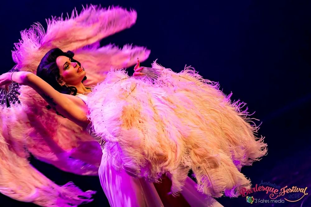 A lady dancing in Burlesque Festival at Mercure Welcome
