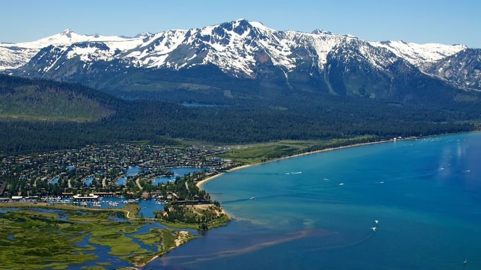 Ariel view of Lake Tahoe near Legacy Vacation Resorts