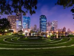 Night view of Benjakiti Park near Chatrium Hotel Bangkok