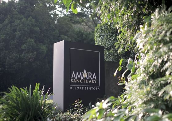 The sign of Amara Sanctuary Resort Sentosa at the entrance