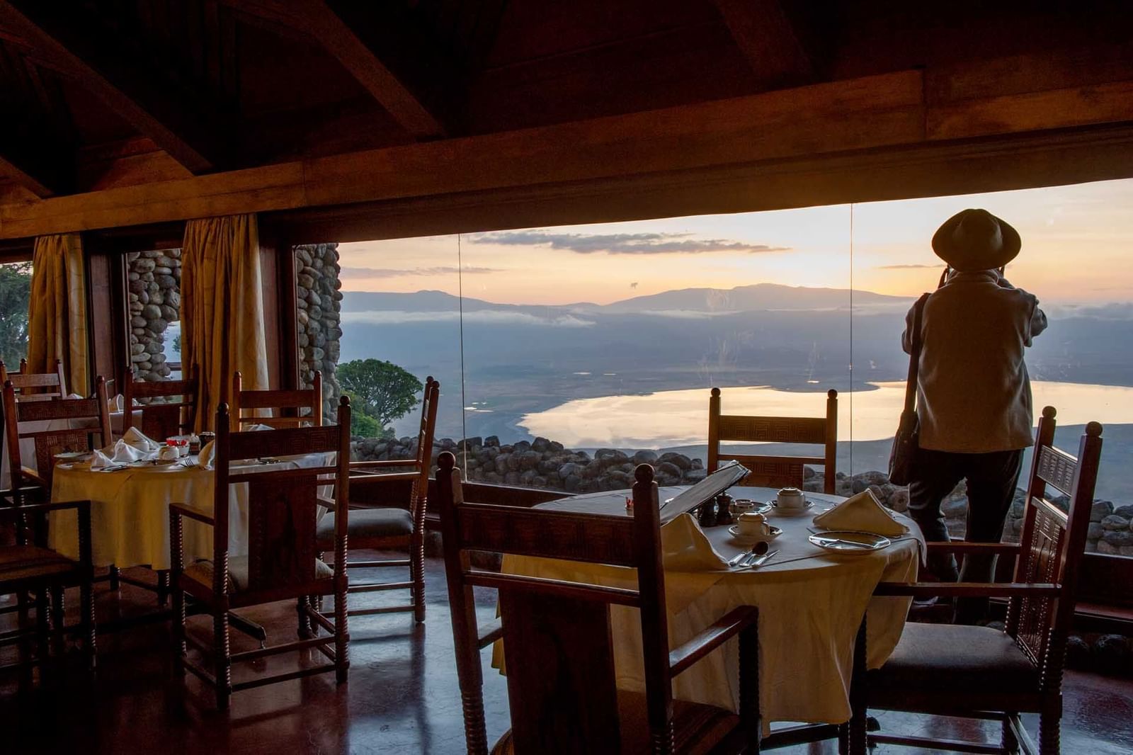 A Dining area with an amazing view at Ngorongoro Serena