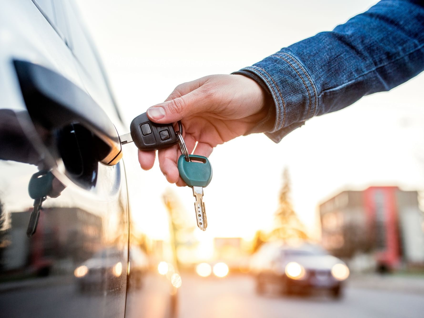 Person unlocking a car