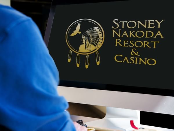 Hotel logo with name on screen at Stoney Nakoda Resort & Casino