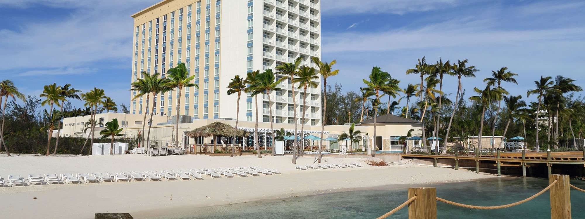 Exterior view of hotel and the beach at Warwick Paradise Island Bahamas
