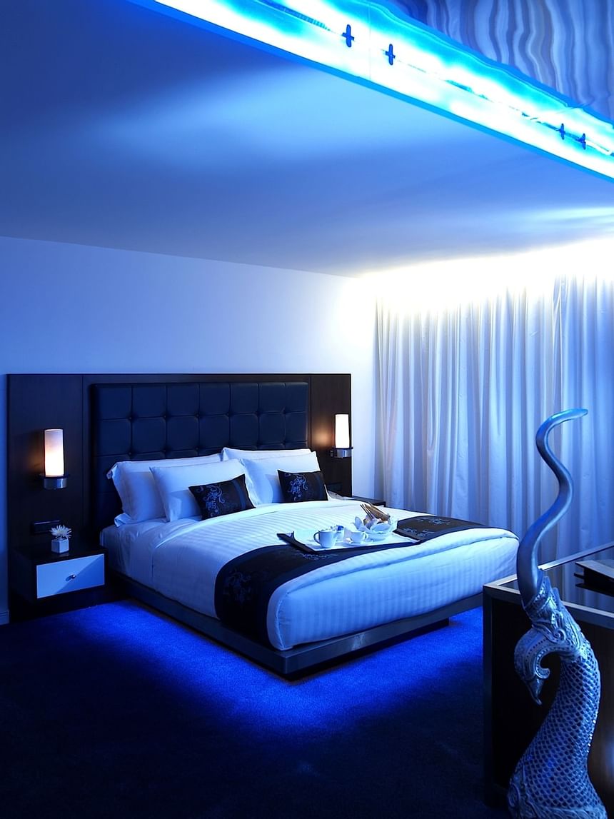 Blue lighted Classic room  at Dream Bangkok.