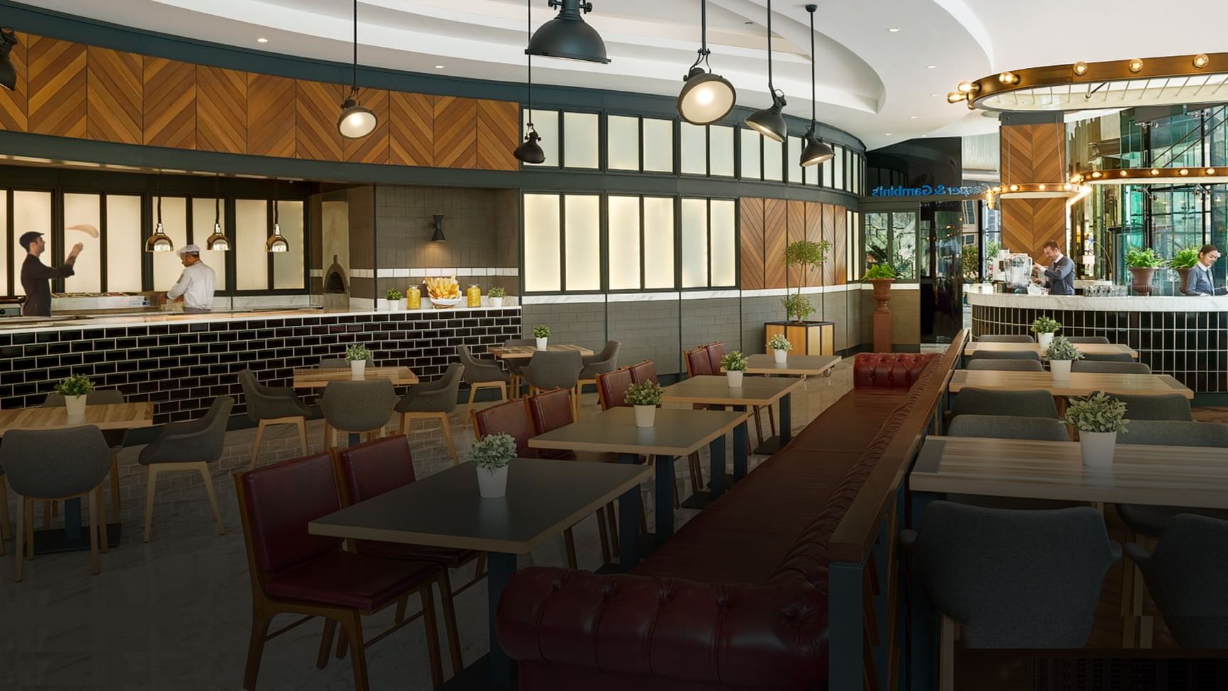 Interior of Blooms AVA, a luxury restaurant in Dubai at DAMAC Maison Distinction