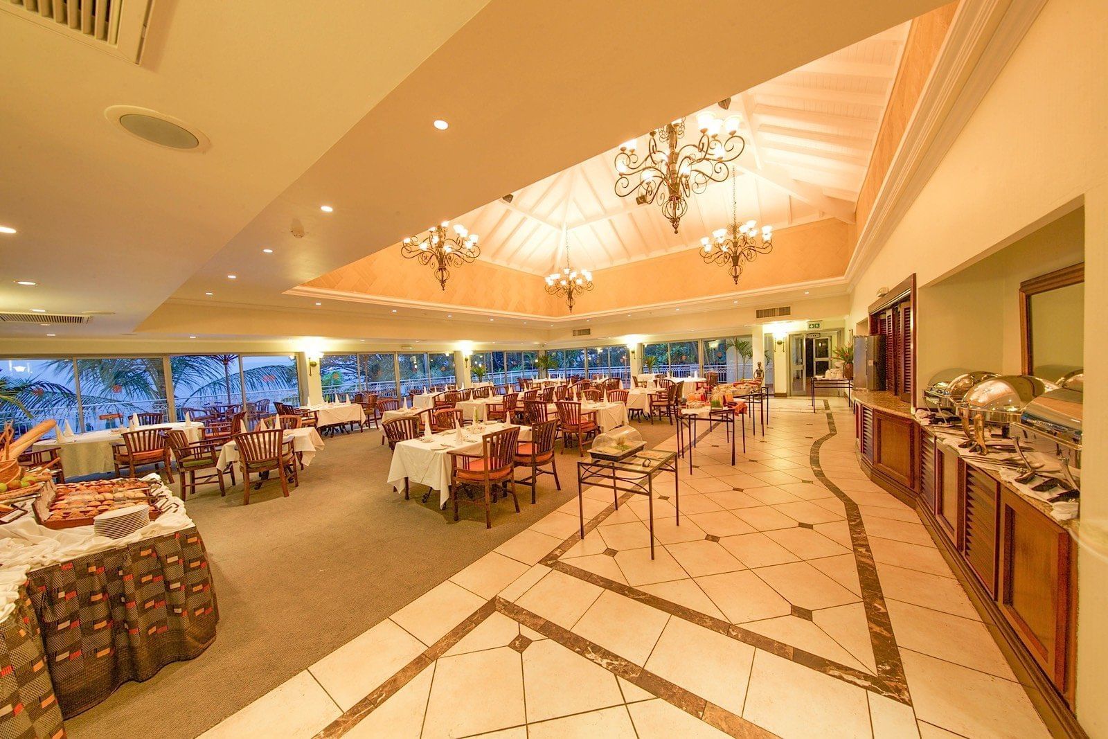 Interior of Kiyaga Restaurant at Lake Kivu Serena Hotel
