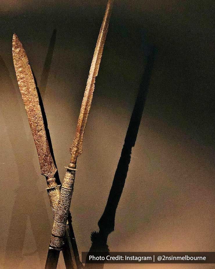 two artifacts spears being exhibited at Lukut Fort and Museum