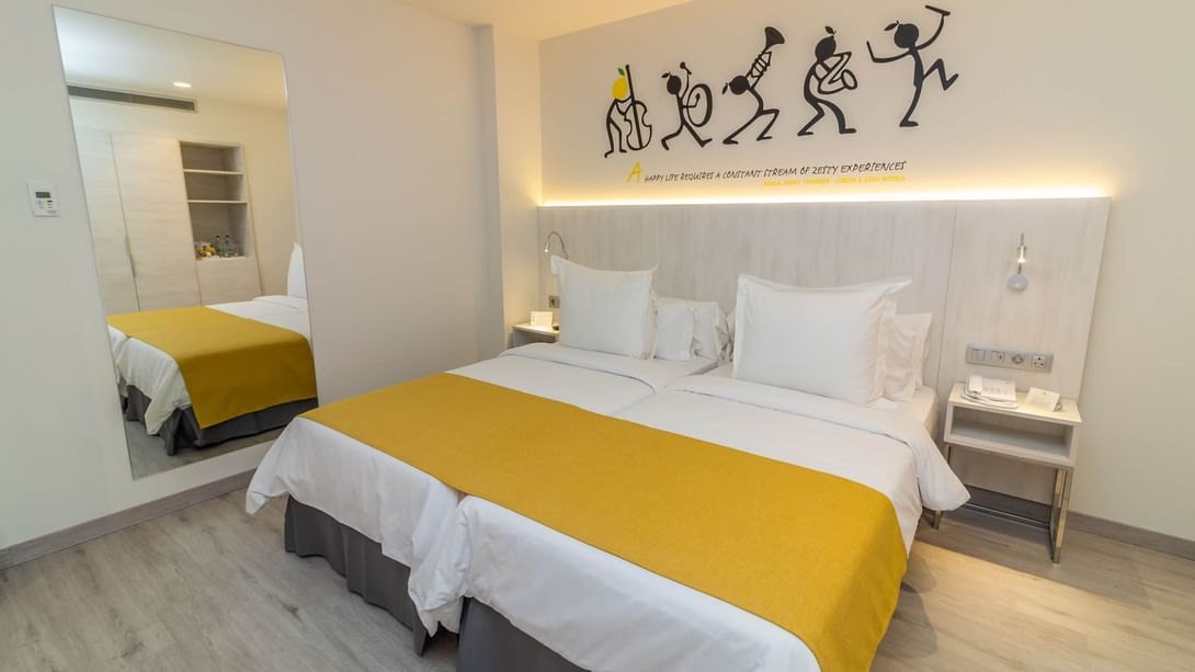 Camas en las habitaciones estándar económicas del Hotel Lemon & Soul Las Palmas