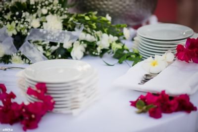Table utensils on a wedding setup at Southern Palms Beach Club