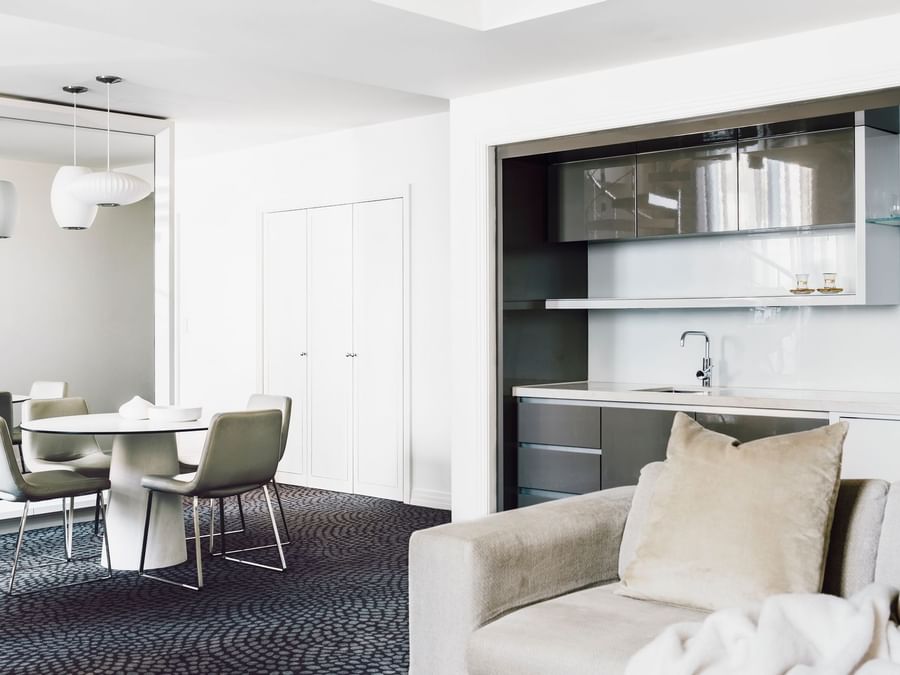 Dining & lounge area in Pearl Penthouse at Como Melbourne