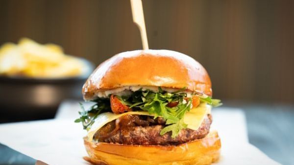 Signature burger at Fenians Irish Pub