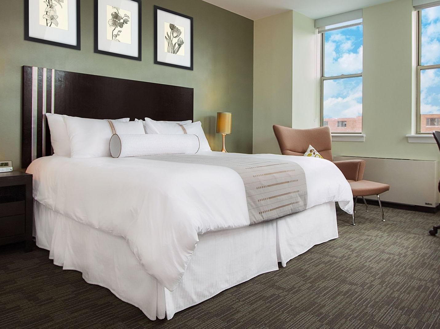 Interior of a luxury bedroom at Kellogg Conference Center