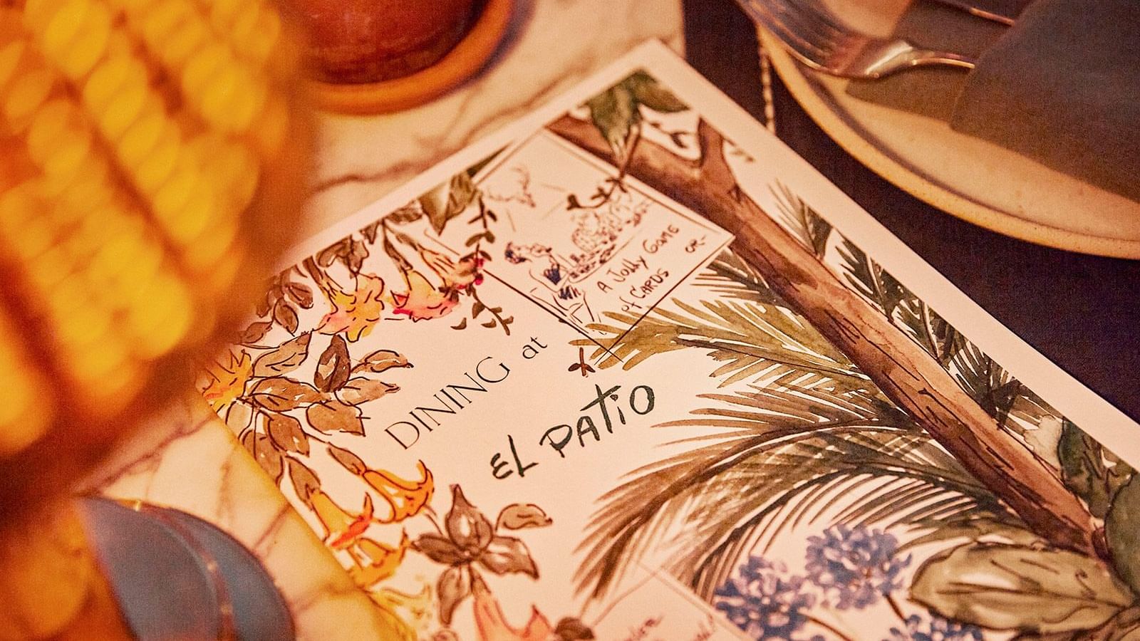 Menu book of El Patio Restaurant at Marbella Club Hotel