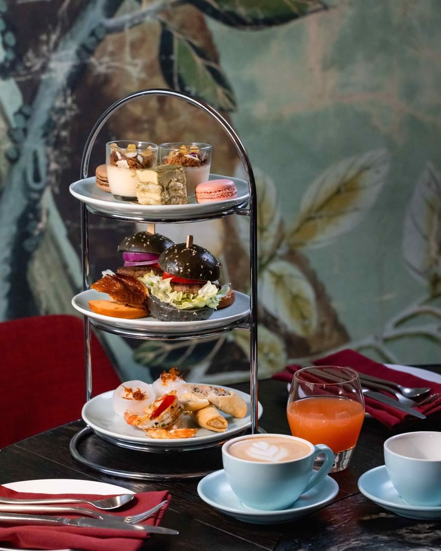 High tea platter served with hot & cold beverages at Melbourne Hotel Perth