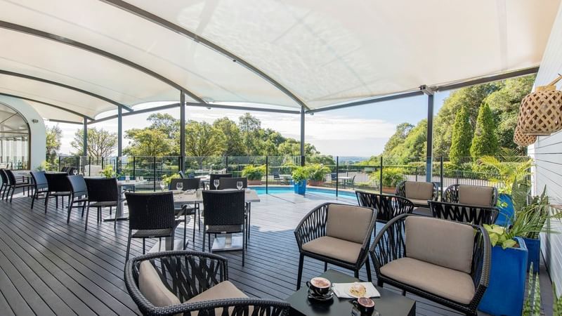 The seating area of the Deck at Mercure Charlestown