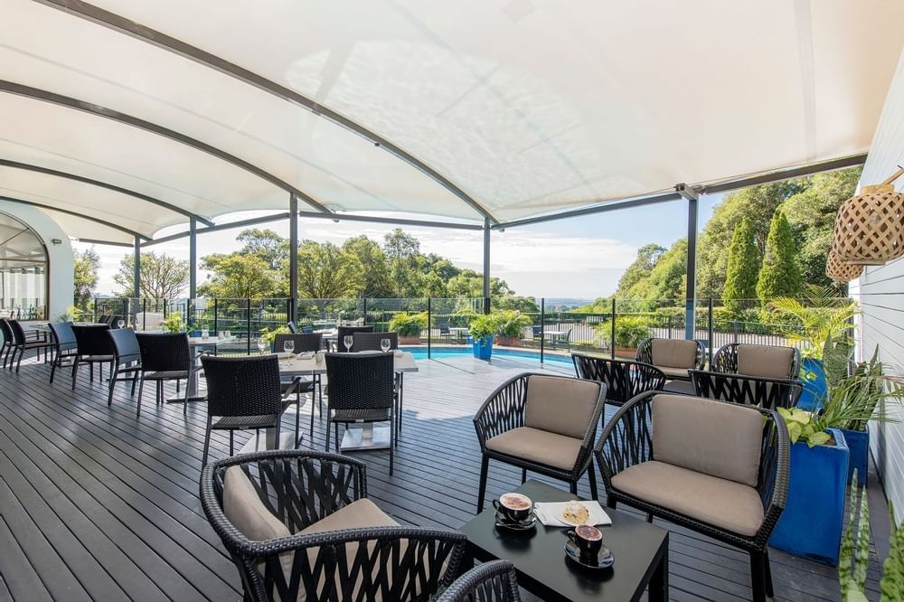 The seating area of the Deck at Mercure Charlestown