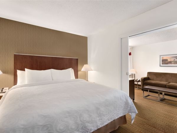 Bed and sofa in hotel room