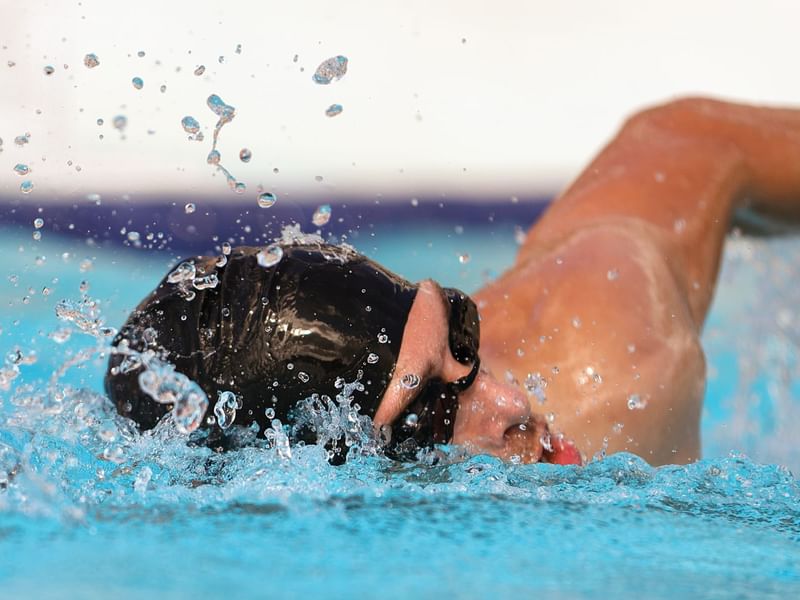 Close-up of a person swimming in a pool at Fiesta Americana