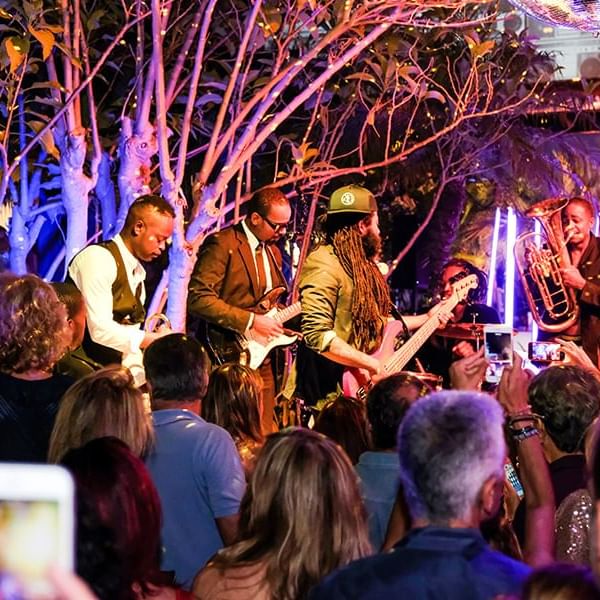 A musical band playing in an event at Marbella Club Hotel