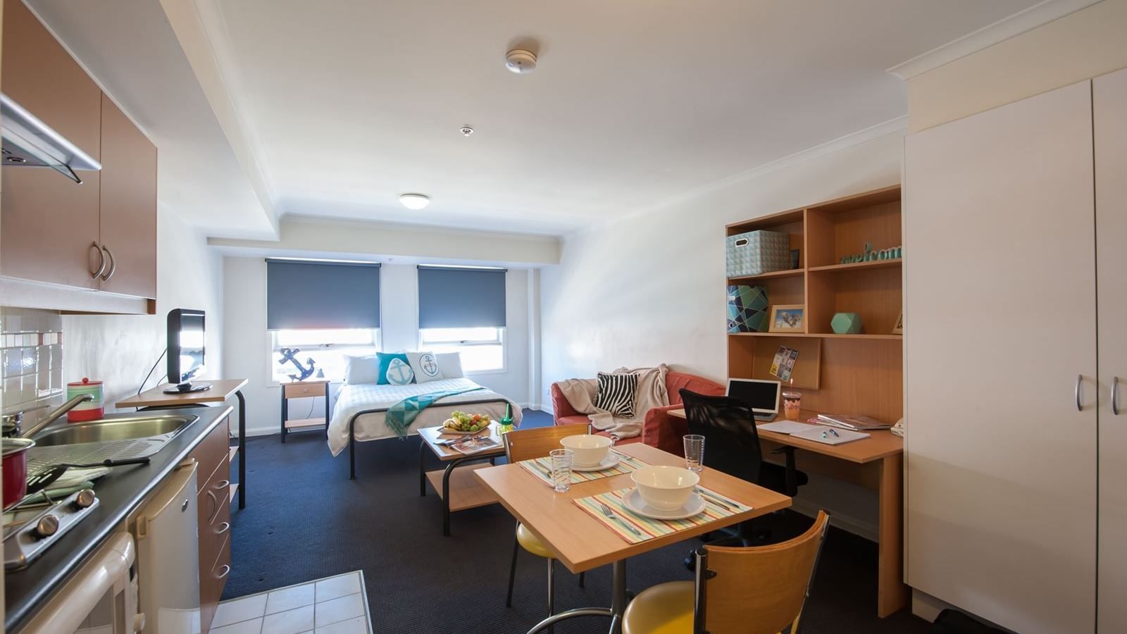 Double bed studio apartment at UniLodge on Flinders
