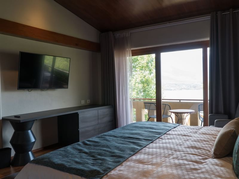 Bedroom interior & balcony of Deluxe Villa at Gamma Hotels