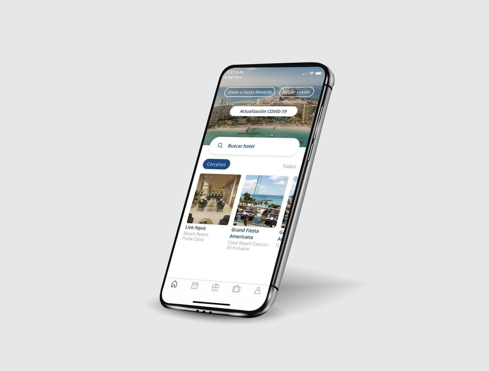 Fiesta Americana Travelty website open in an iPhone at The Explorean Resorts