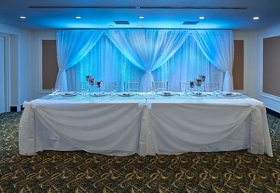 Wedding table set-up in Rutherford at Varscona Hotel on Whyte