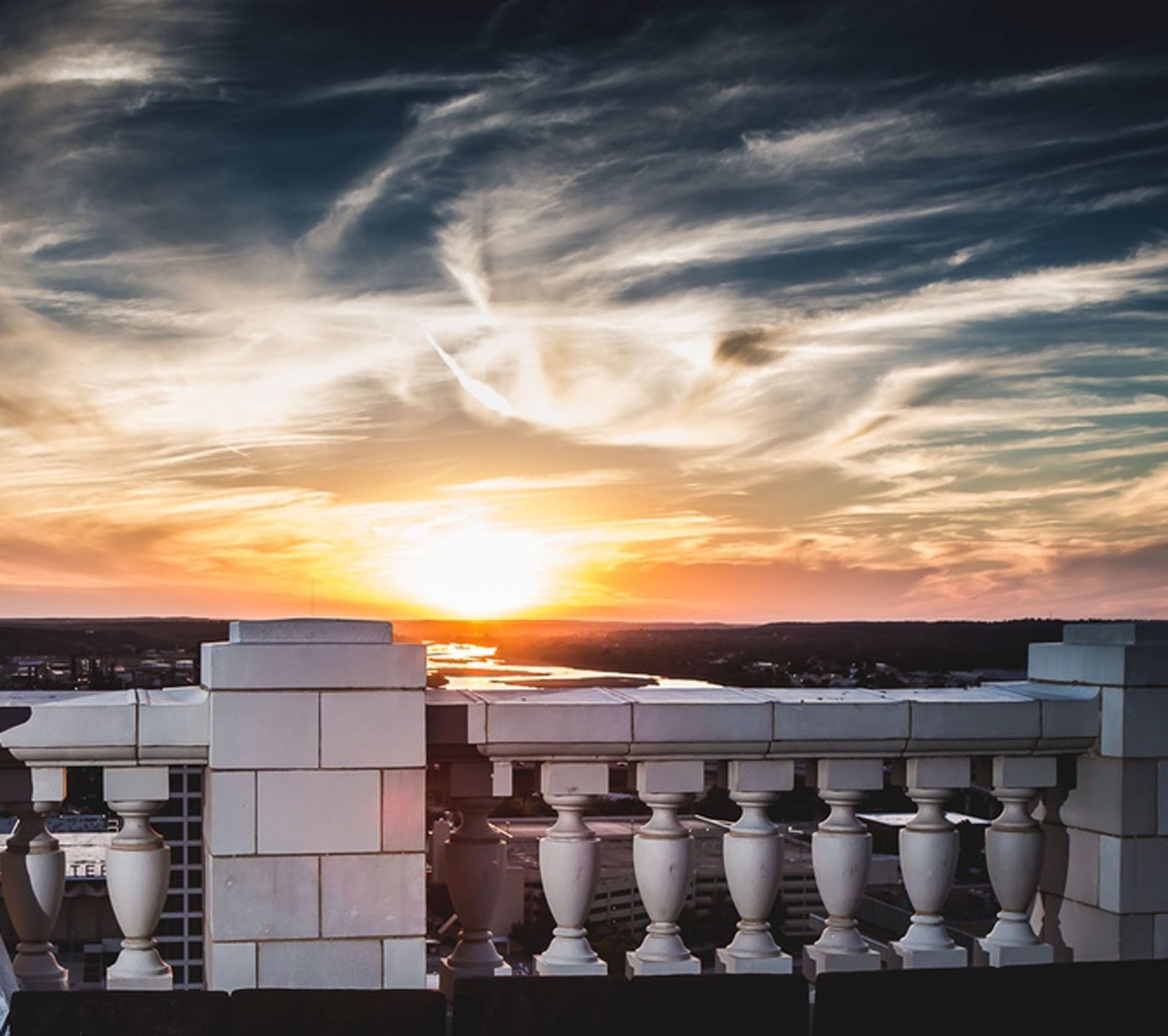 Sunset view from the balcony in a room at The Mayo Hotel