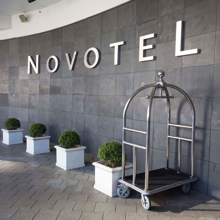 Birdcage Luggage Cart by the entrance at Novotel Olympic Park