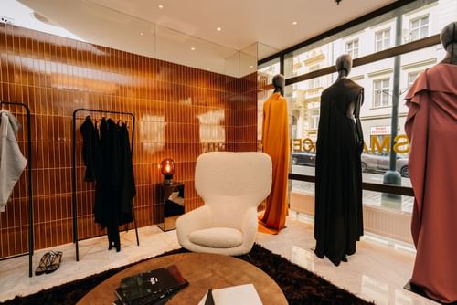 Mannequins by the lounge area at Almanac X Alcron Prague, Luxury hotels Prague