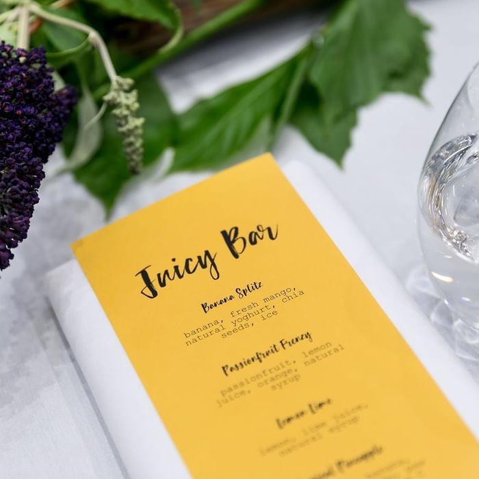 Juicy bar menu at Novotel Sydney International Airport