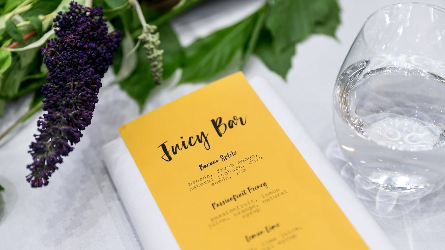 Juicy bar menu at Novotel Sydney International Airport