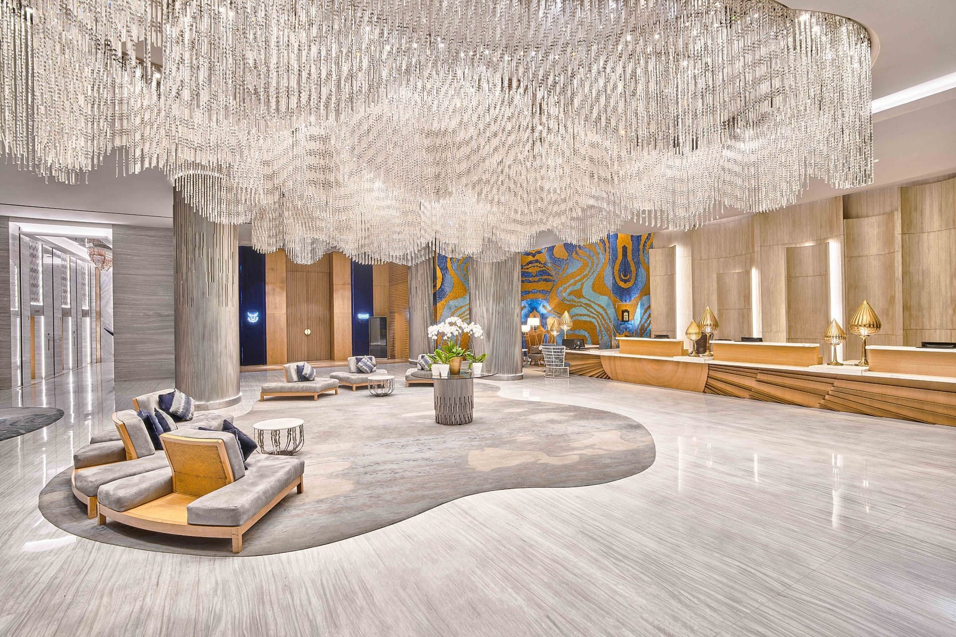 Lounge area seating Sofas with lamps at Vasa Hotel Surabaya