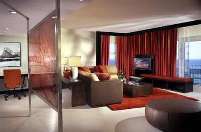 Living room with sofa set in Ocean Suit Room at Condado Plaza