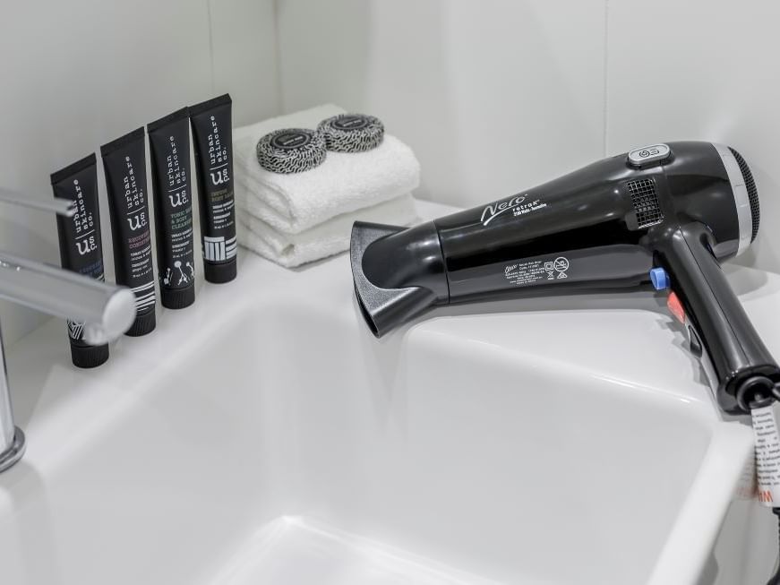 Close-up of bathroom amenities at Brady Apartment Hotel Hardware Lane