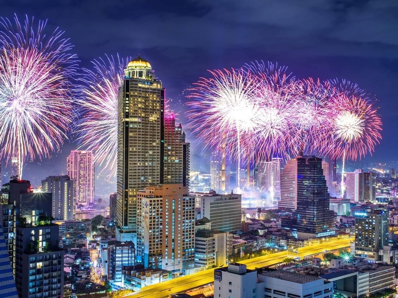 Christmas & New Year Celebration firework display with city view near Eastin Hotels