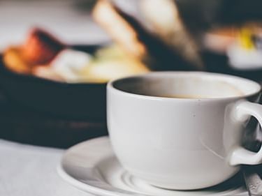 Closeup on a cup of coffee at The
Heritage House Resort