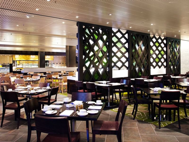 Dining tables arranged in Mesh at Crown Hotel Melbourne